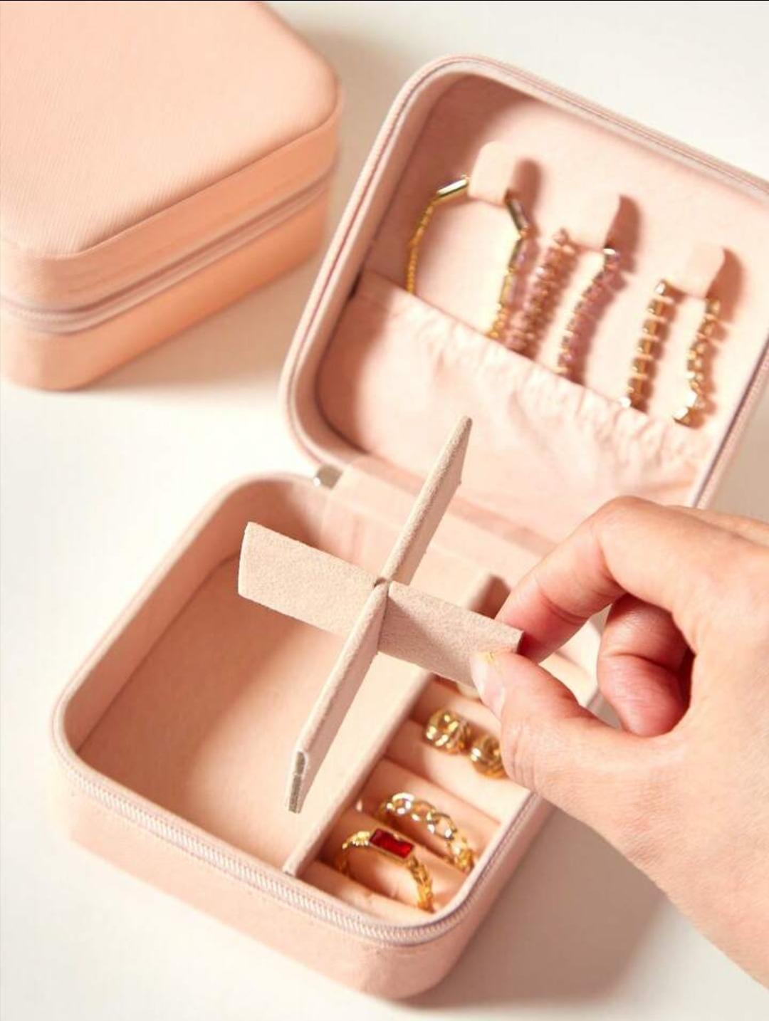 Stylish Pink Faux Leather Jewellery Box - 1 Pc