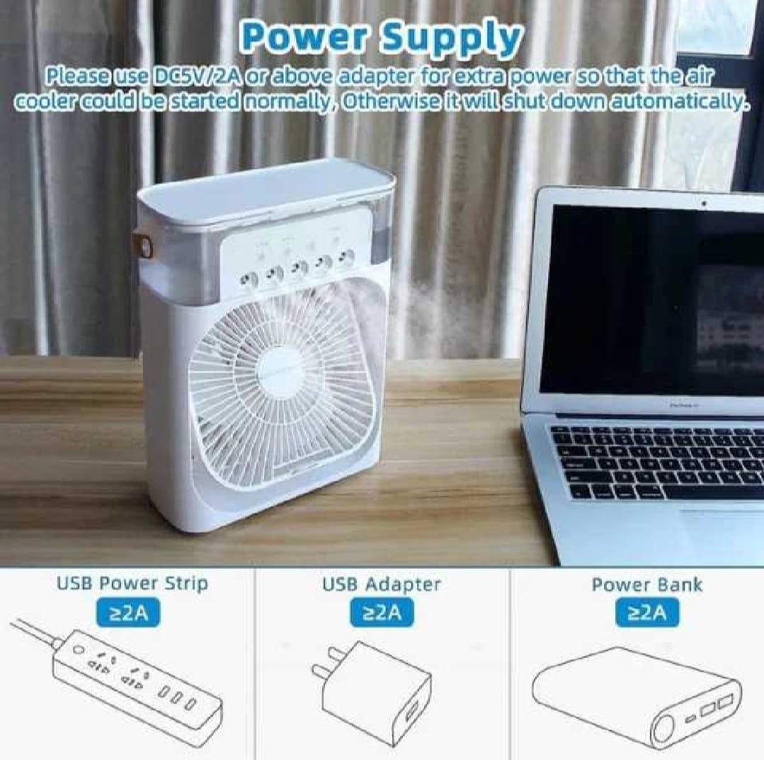 Mini Air Conditioner - 1 Pc Portable Fan with 3 Fan Speeds and 60° Adjustment